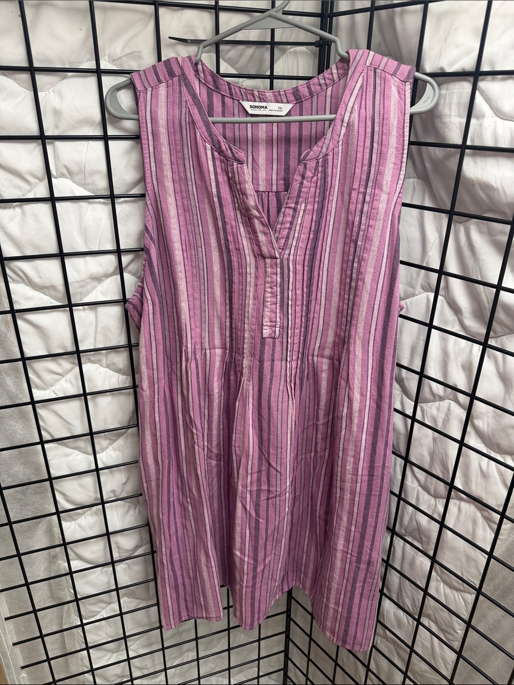 Sonoma Pink and White Striped Sleeveless Tunic